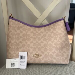 Coach Sig Laurel Beige and Lavender Shoulder Bag